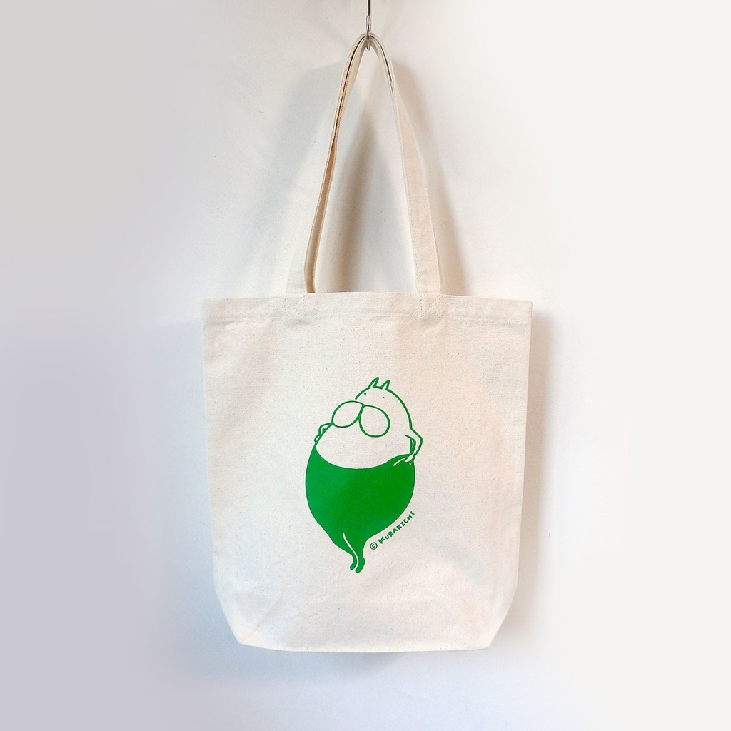 ねこタイツ キャンバス トート グリーンシルク