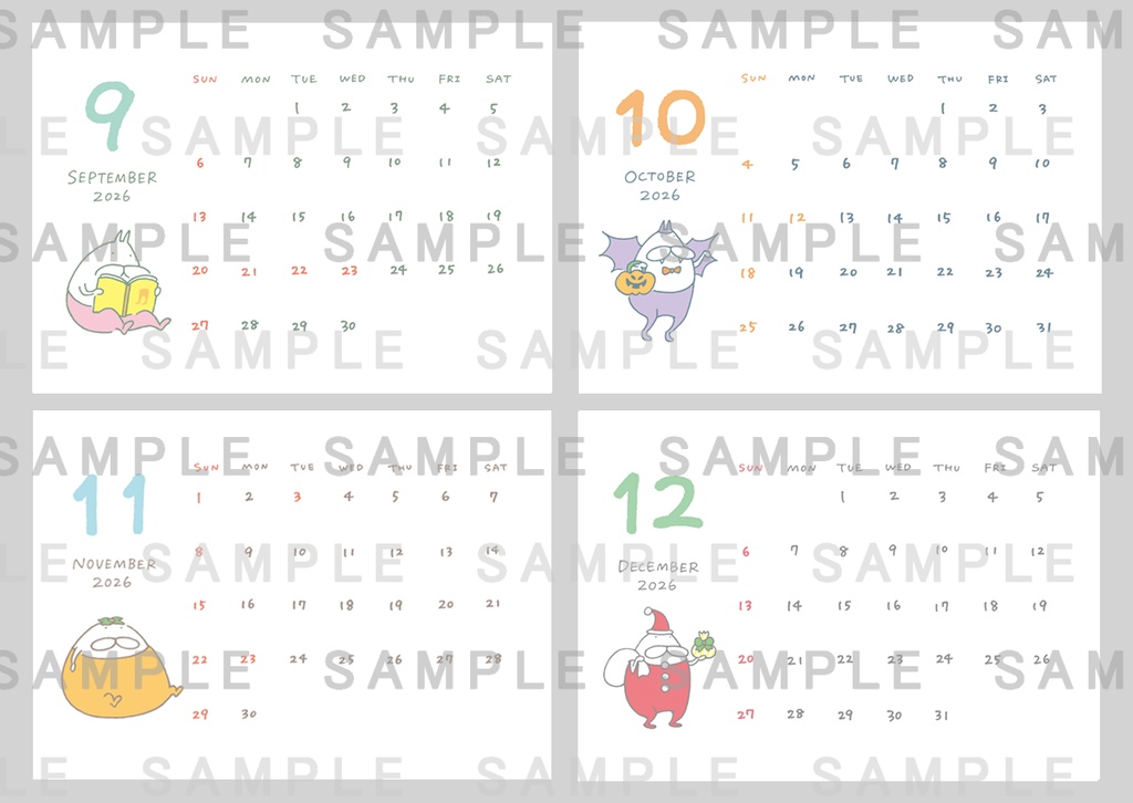 ねこタイツ 卓上カレンダー 2026