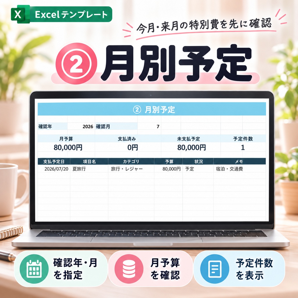 忘れない!年間特別費・イベント費管理表|Excelテンプレート