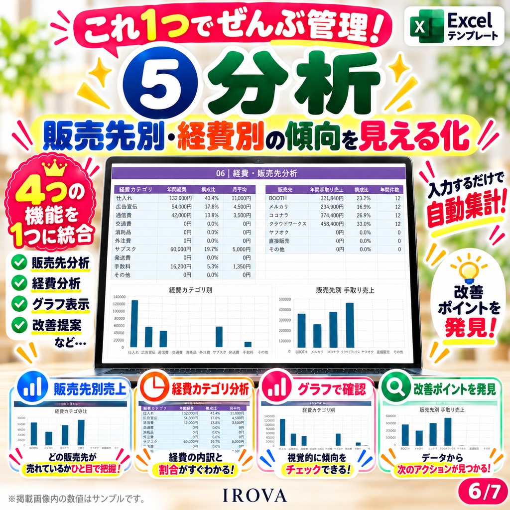 副業の利益が見える!売上・経費・入金管理表|Excelテンプレート