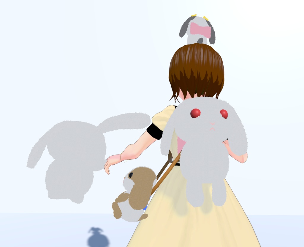 もふもふうさぎのリュックとポーチ(ぬいぐるみ付)VRChat向け