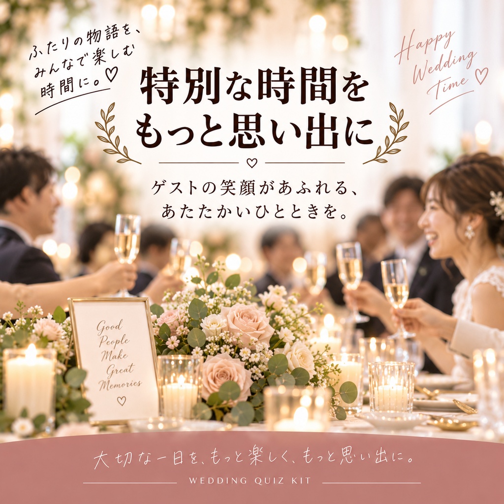 新郎新婦クイズ 完全運営キット|司会台本・回答用紙・集計表つき|結婚式・二次会 PDF+編集版