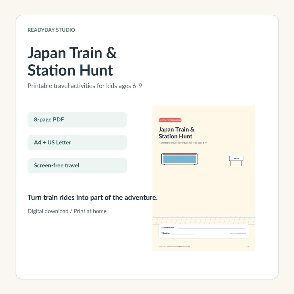 Japan Train & Station Hunt for Kids|日本旅行で遊べる英語アクティビティPDF|電車・駅で遊べる英語アクティビティPDF 8ページ