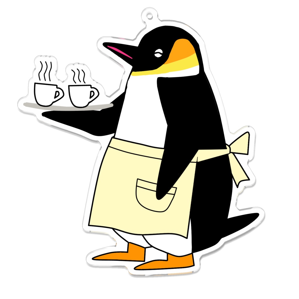 ★PGカフェ★カフェで働くペンギンさんアクリルキーホルダー