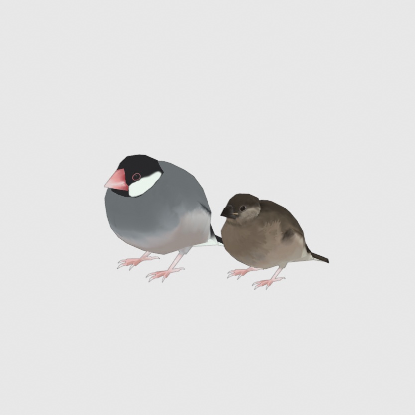 【無料】お太り文鳥 Java Sparrow【オリジナル3Dモデル / Quest対応】