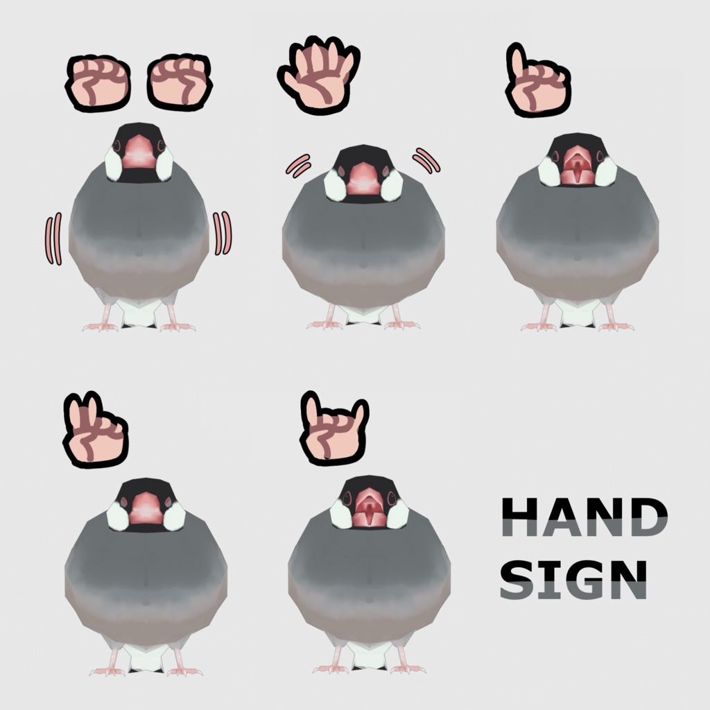 【無料】お太り文鳥 Java Sparrow【オリジナル3Dモデル / Quest対応】