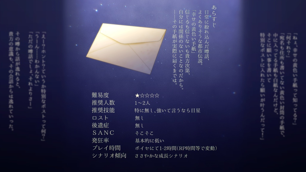 【クトゥルフ神話TRPG】ハローイエローレター SPLL:E194690