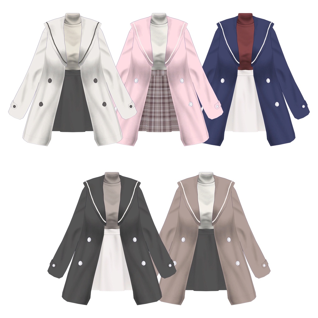 セーラー襟コート+プリーツスカート【セレスティア用】