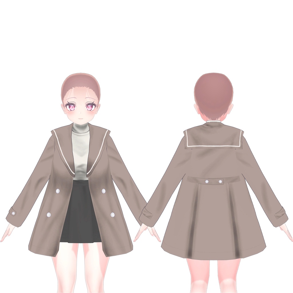 セーラー襟コート+プリーツスカート【セレスティア用】