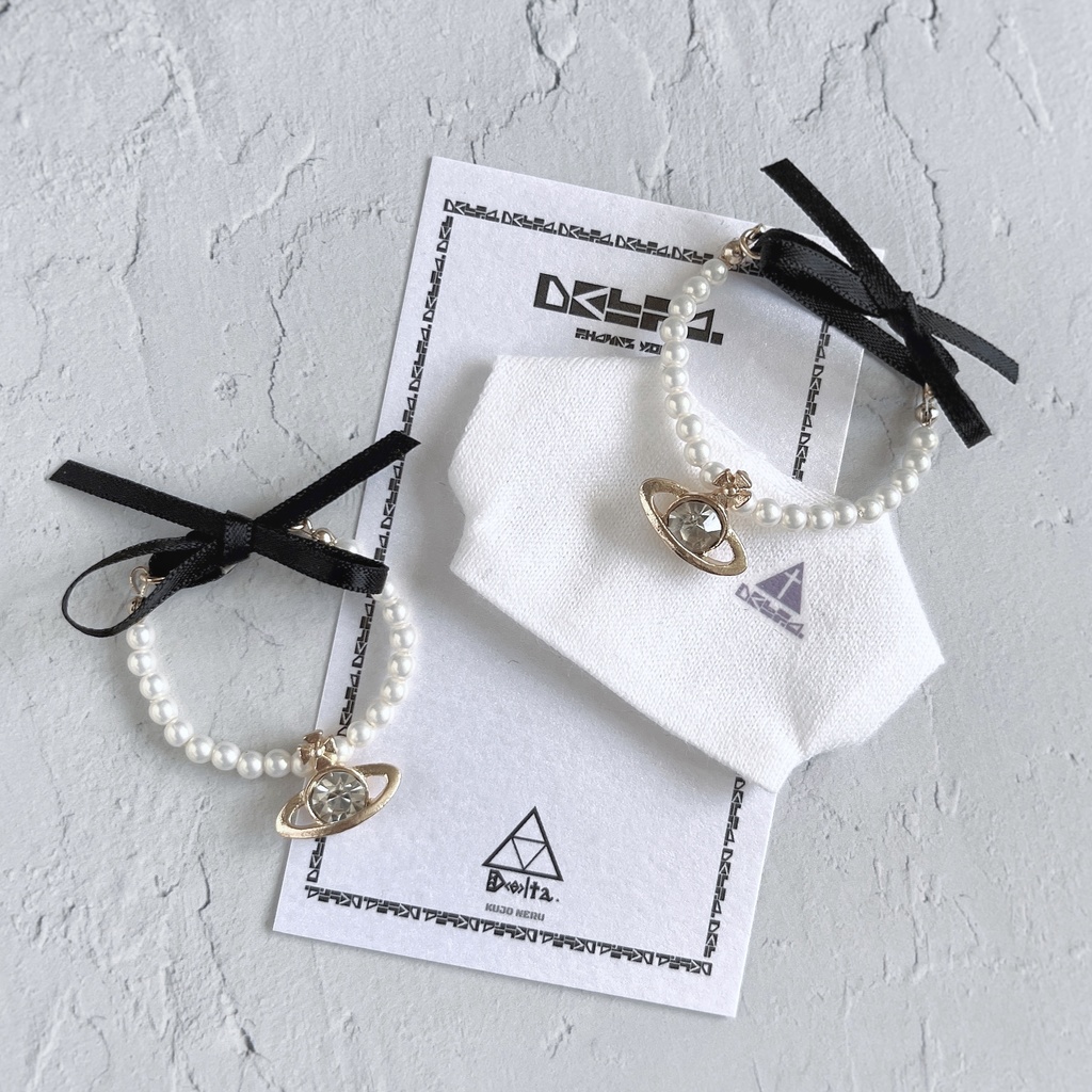 【再々販】【ぬい用】バックリボンのパールネックレス/クリア