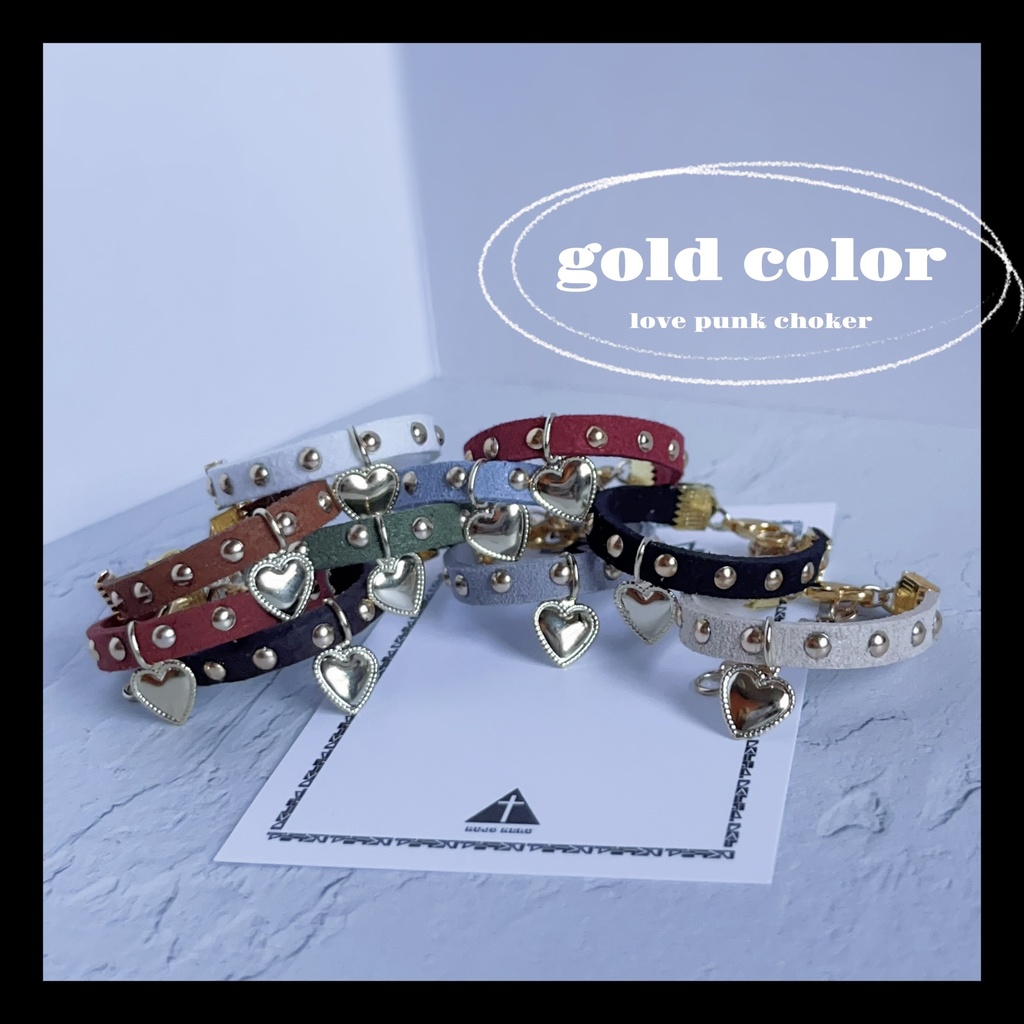 【再々…販7/21 20時30分〜】【ゴールドカラー】🖤LOVE PUNK CHOKER🖤ハートチャームver