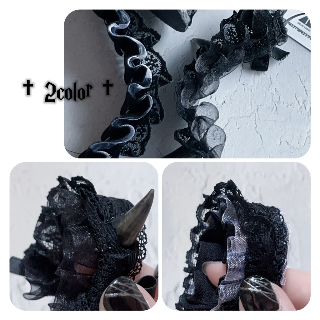 【12cmサイズ9/30 21時30分〜】【3サイズ】✝️ツノ付き!ダ〜クなヘッドドレス✝️