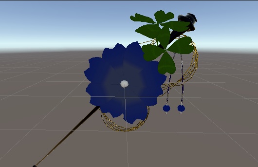 大きなお花と四葉クローバーのかんざし