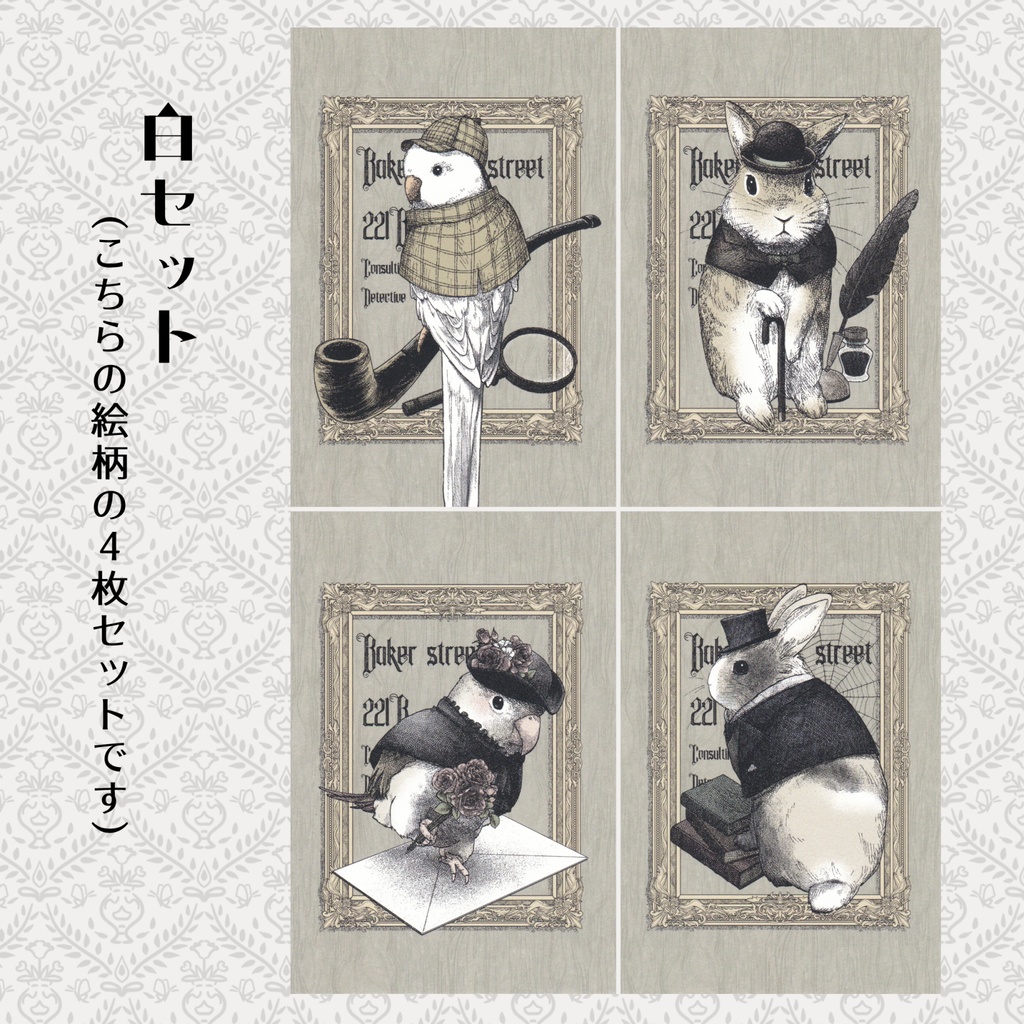 うさぎとインコ ポストカードセット【T : 1】