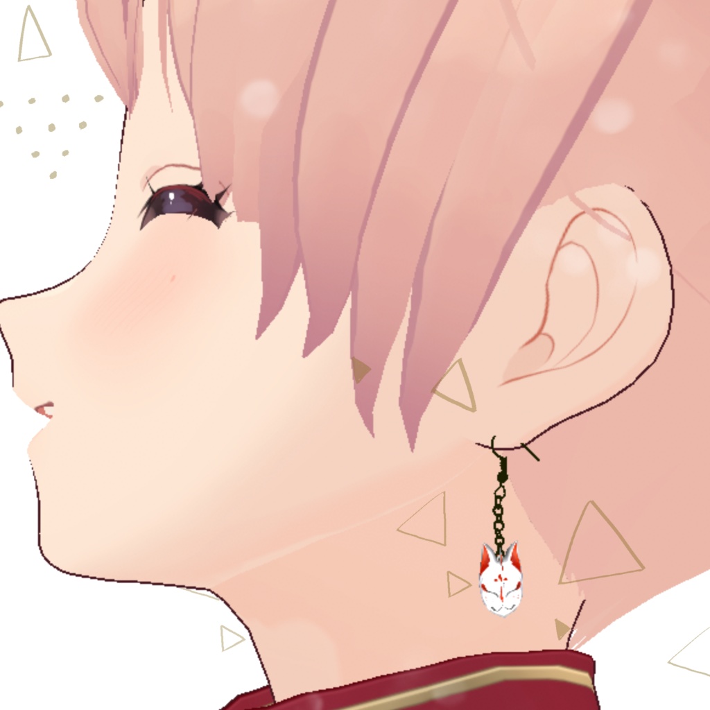 【VRoid】キツネ面ピアス