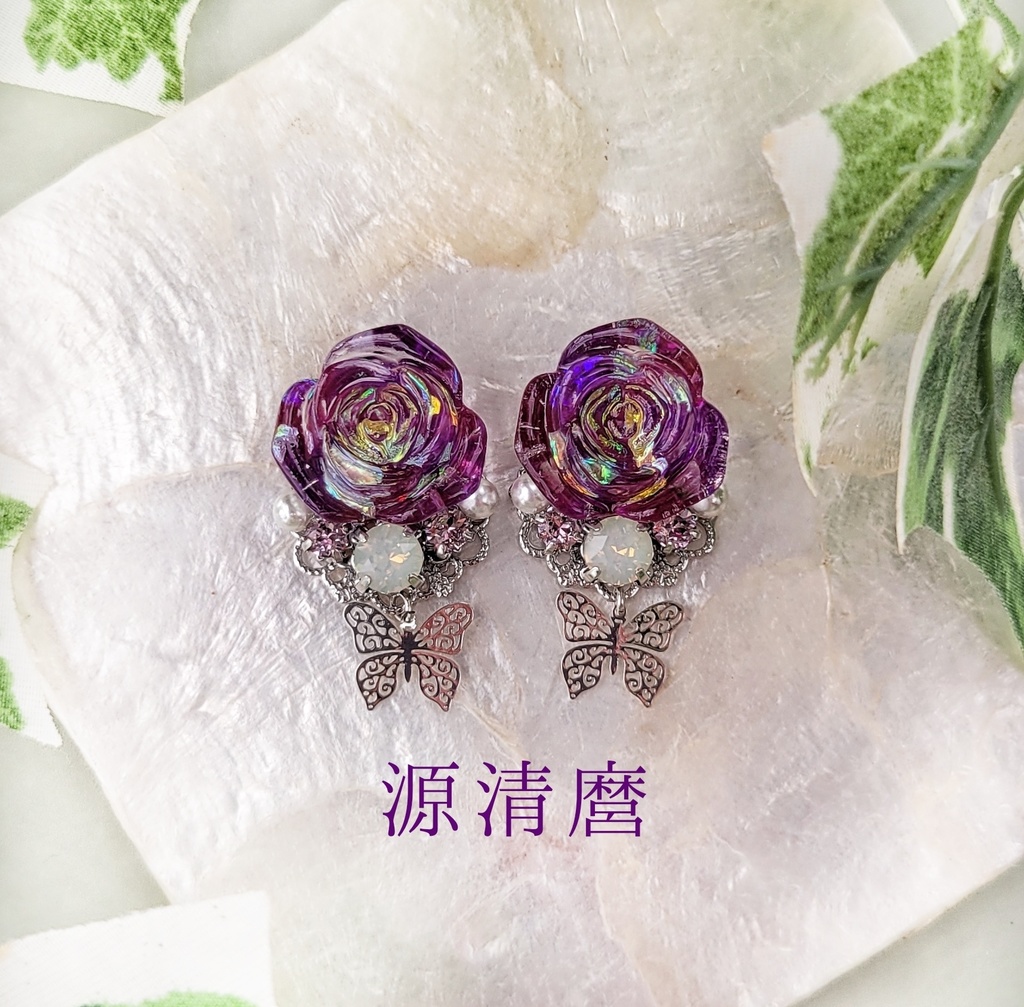 【12/3 21:00~頒布開始】澄んだ薔薇シリーズ(イヤリング/ピアス)