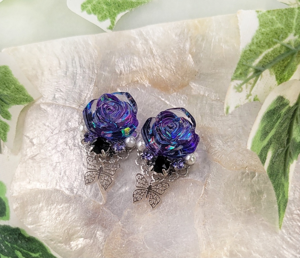 【12/3 21:00~頒布開始】澄んだ薔薇シリーズ(イヤリング/ピアス)