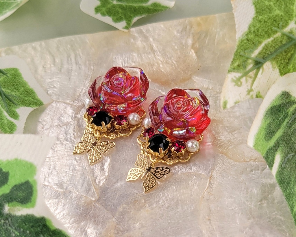 【12/3 21:00~頒布開始】澄んだ薔薇シリーズ(イヤリング/ピアス)