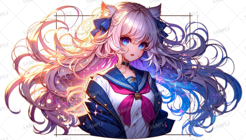 【学園】宇宙のように輝くキラキラの猫耳少女