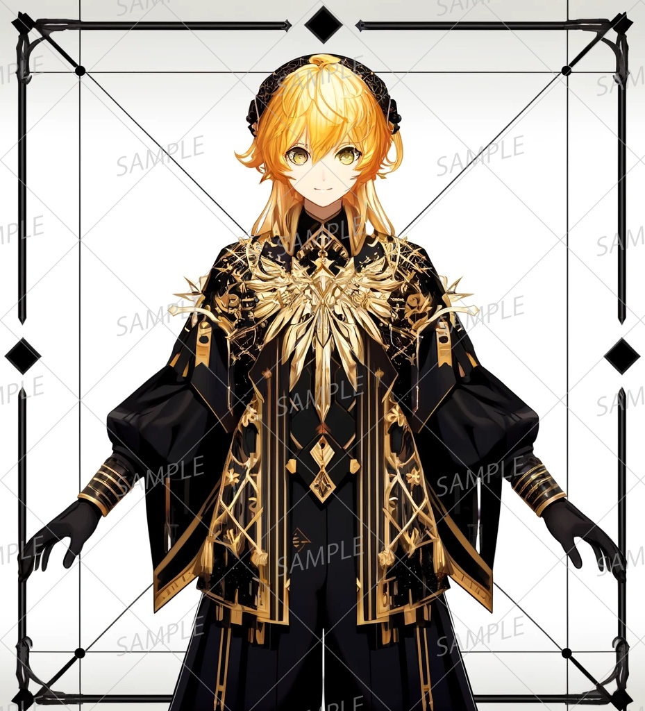 【ゴシック】黒と金の王族の青年_アイコン_立ち絵