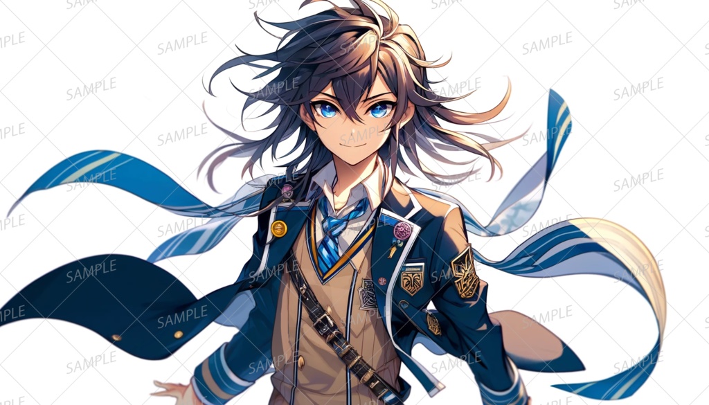 【学園】決意に満ちたアニメ風の男子学生