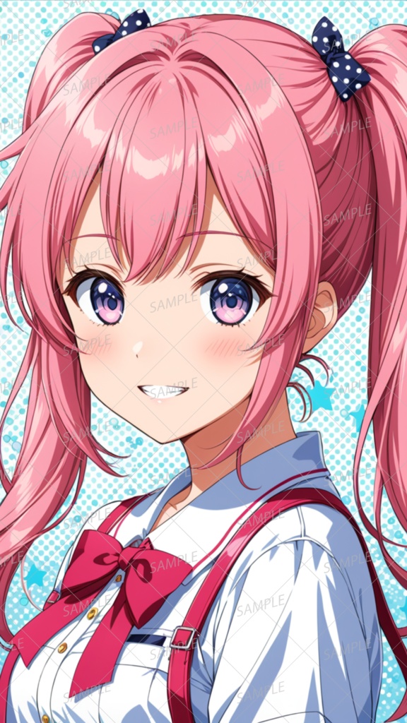 【一枚絵】笑顔なピンク髪ツインテールの少女2_背景
