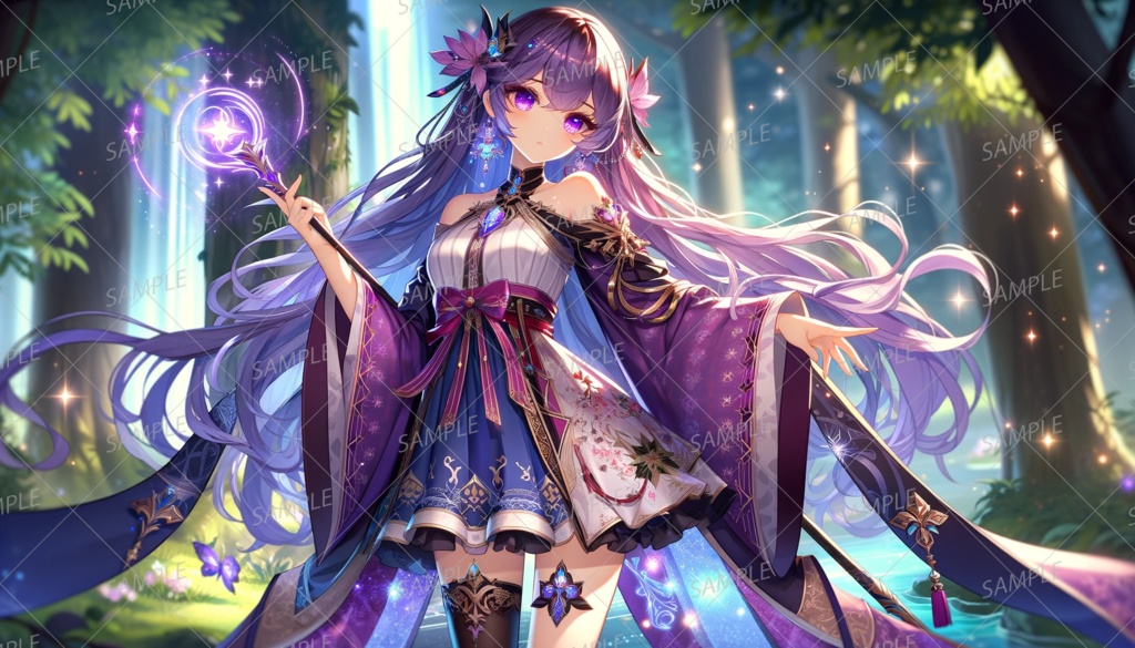 【ファンタジー】紫の魔術師の少女と異世界の森_背景