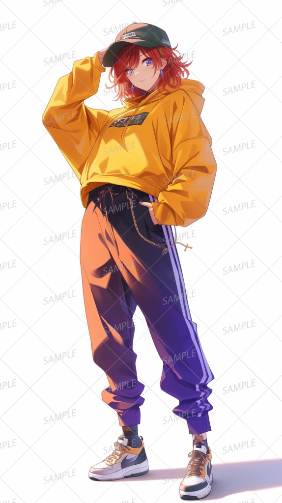 【ストリート】キャップをかぶった赤髪の少女_立ち絵