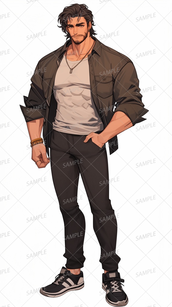 【私服】ダンディで筋肉質な中年男性_立ち絵