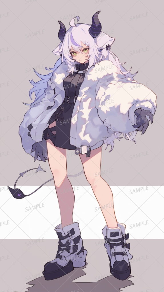 【獣人】角の生えた薄紫色の髪の少女_立ち絵