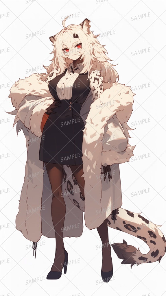 【獣人】白豹の女性_立ち絵