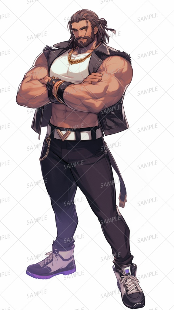 【私服】筋肉質で髭の中年男性_立ち絵