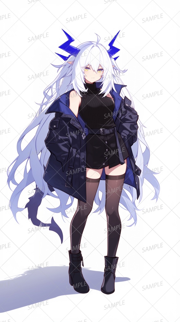 【獣人】悪魔の白髪の少女_立ち絵