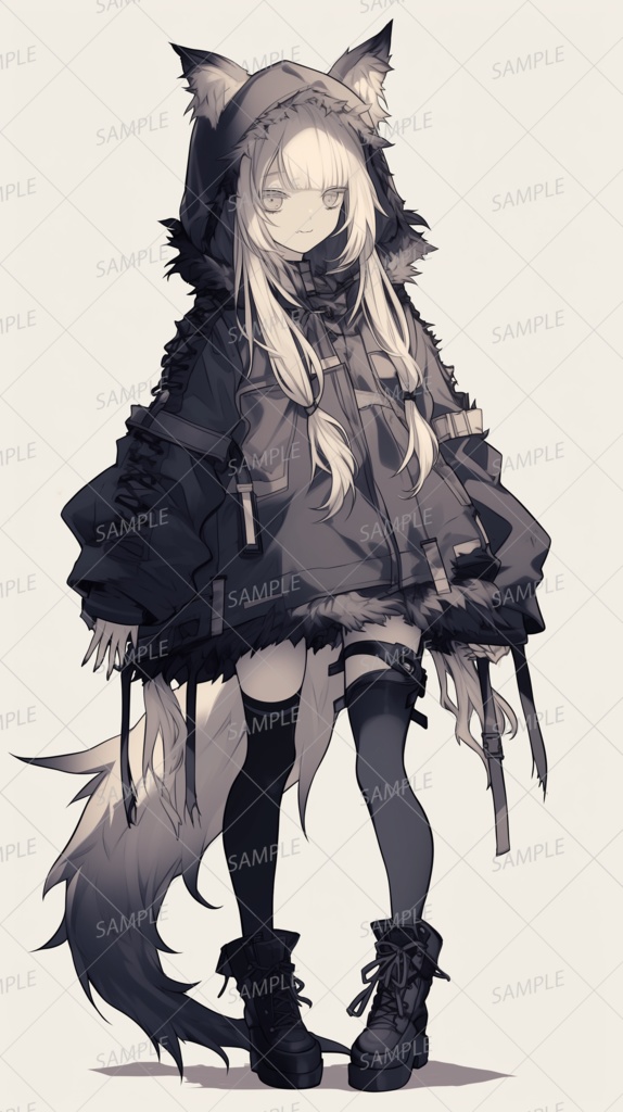 【獣人】フードを被ったキツネのケモ耳少女_立ち絵