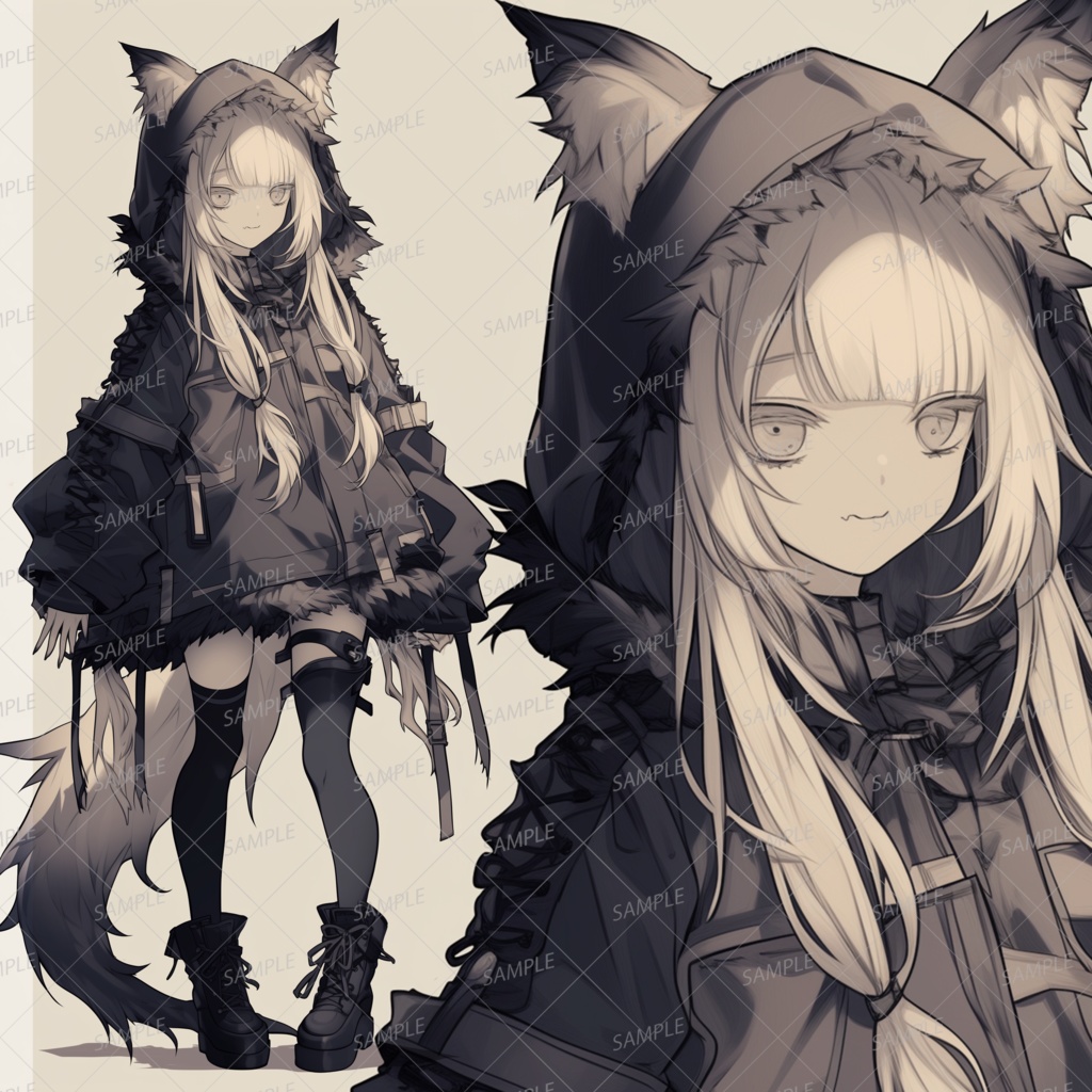 【獣人】フードを被ったキツネのケモ耳少女_立ち絵
