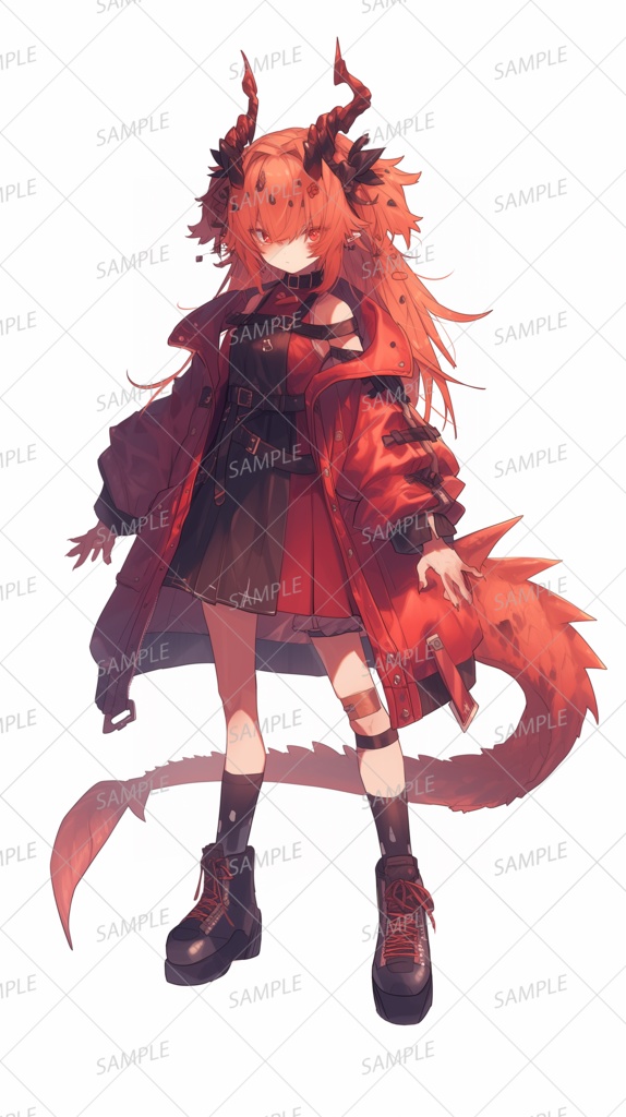 【獣人】赤い竜の少女_立ち絵