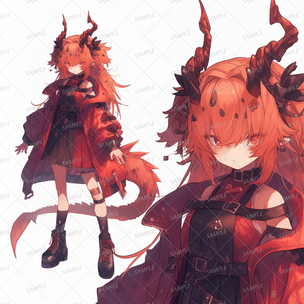 【獣人】赤い竜の少女_立ち絵
