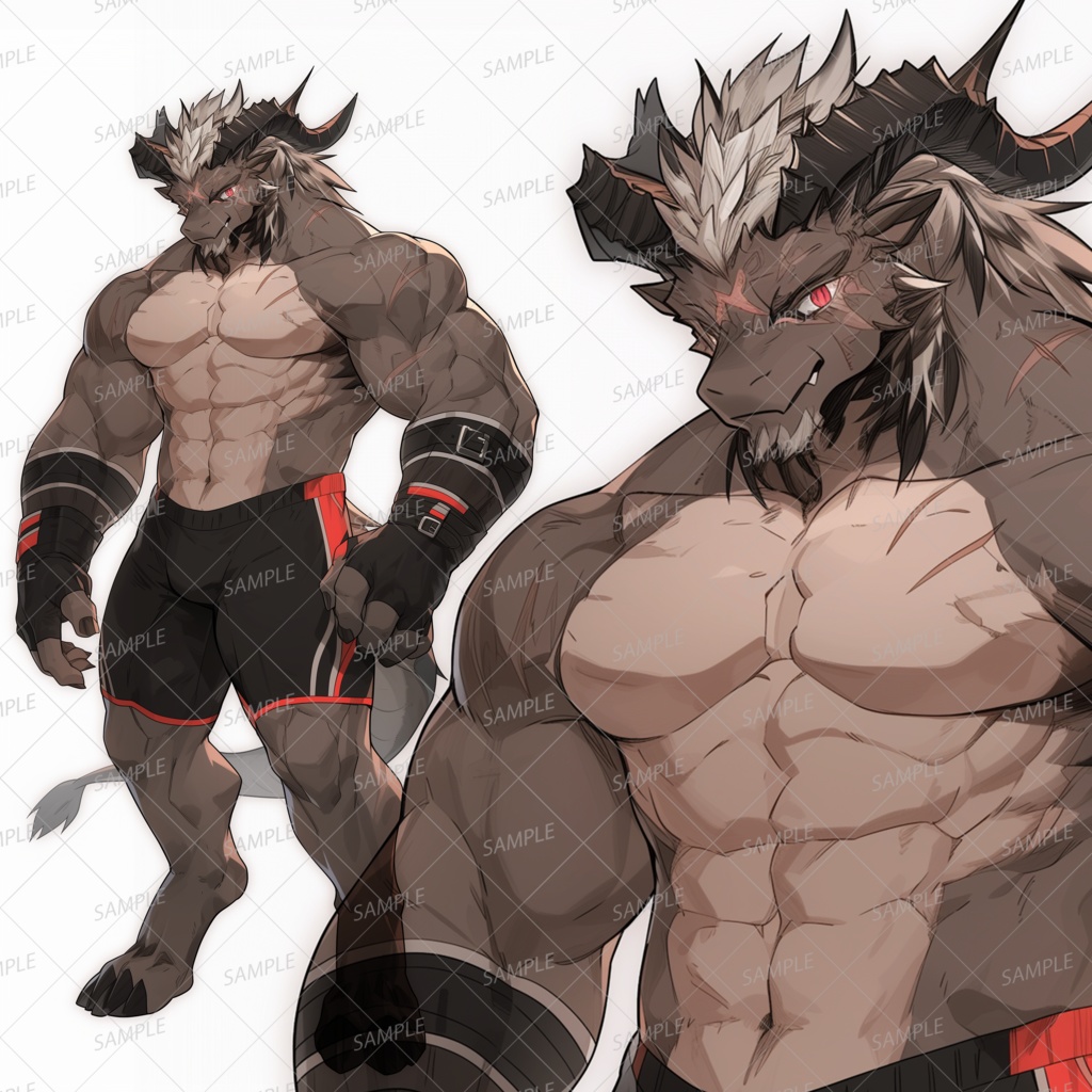 【獣人】筋肉質な悪魔の男性_立ち絵