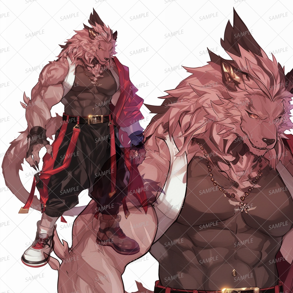 【獣人】筋肉質なライオンの男性_立ち絵