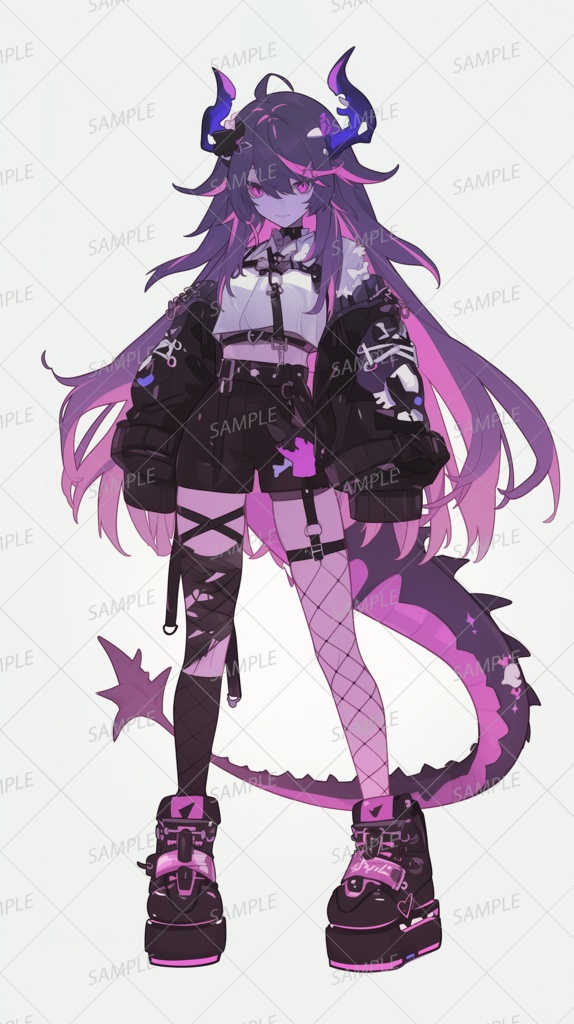 【獣人】紫の悪魔の少女_立ち絵