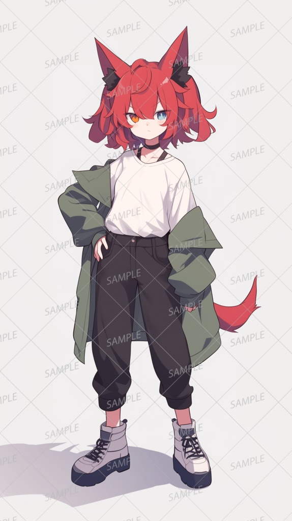【獣人】赤髪のケモ耳幼女_立ち絵