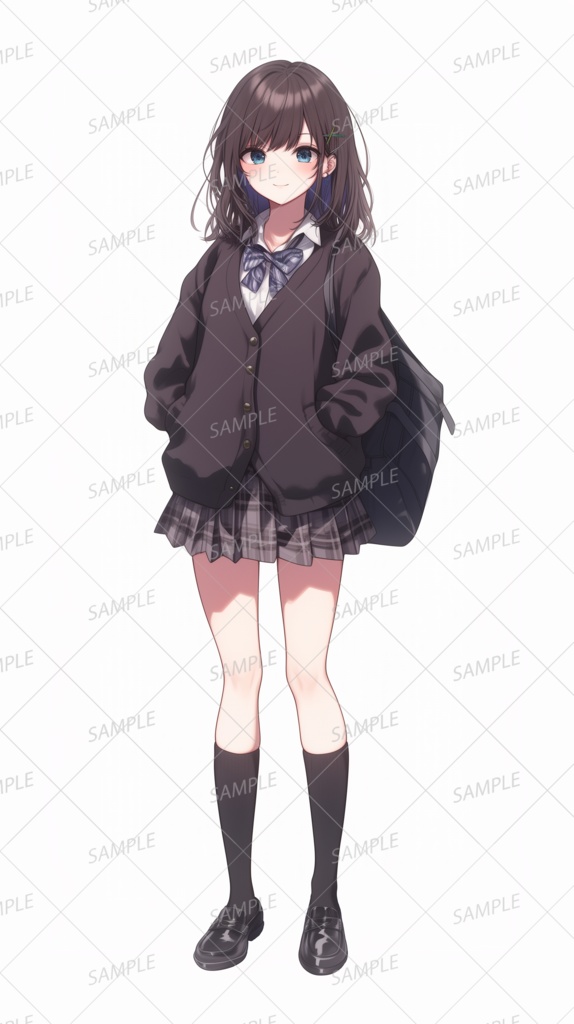 【学園】黒髪のしっかり者な女子学生_立ち絵