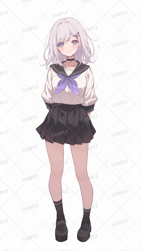 【学園】白髪のミステリアスな女子学生_立ち絵