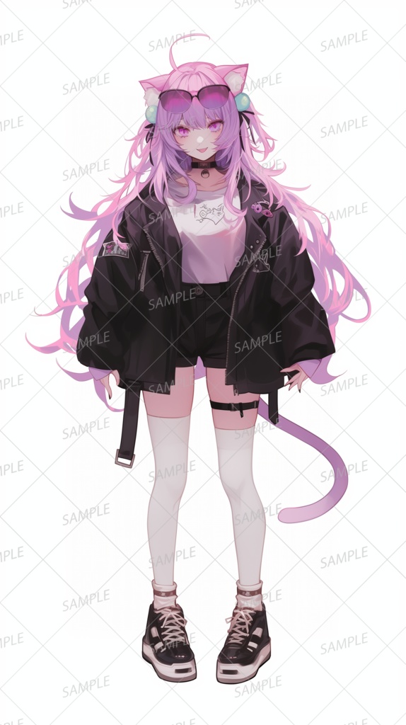 ピンク髪の女性キャラクターのイラスト Pink Punk