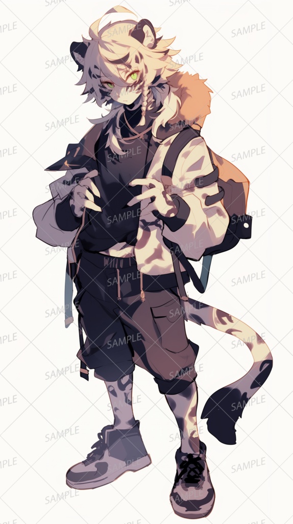 【獣人】白虎の幼い少年_立ち絵