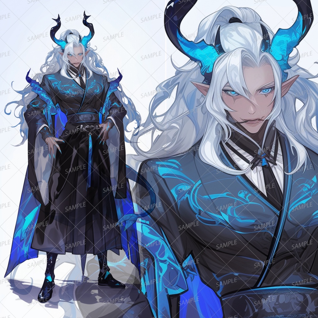 【ファンタジー】貴族の長髪の悪魔_立ち絵