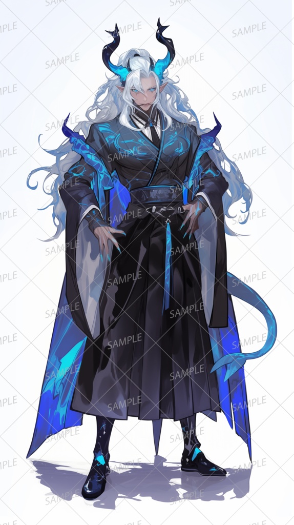 【ファンタジー】貴族の長髪の悪魔_立ち絵