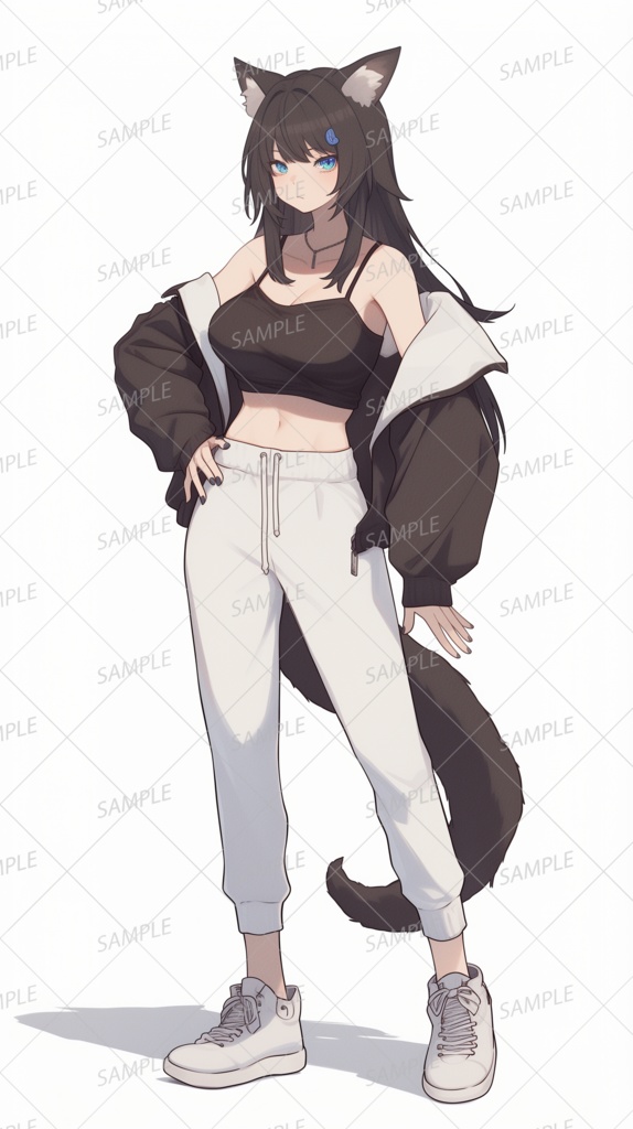 【獣人】たぬき色のキツネのケモ耳少女_立ち絵