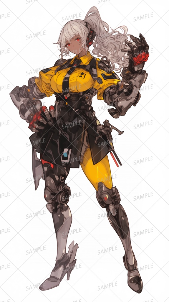 【メカ】サイボーグのサイドテールの白髪少女_立ち絵