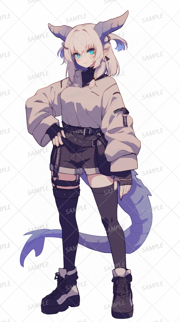 【獣人】角の生えたドヤ顔の少女_立ち絵